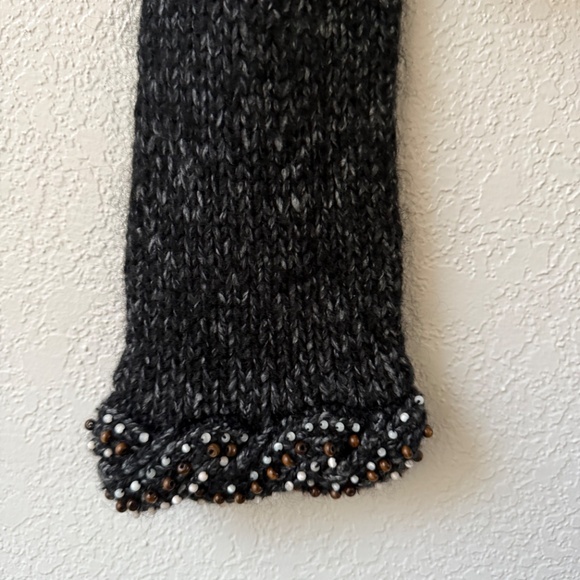 renee c. Gray beaded Mohair Wool Blend Cropped Bell Sleeve Sweater Size L - Picture 5 of 13